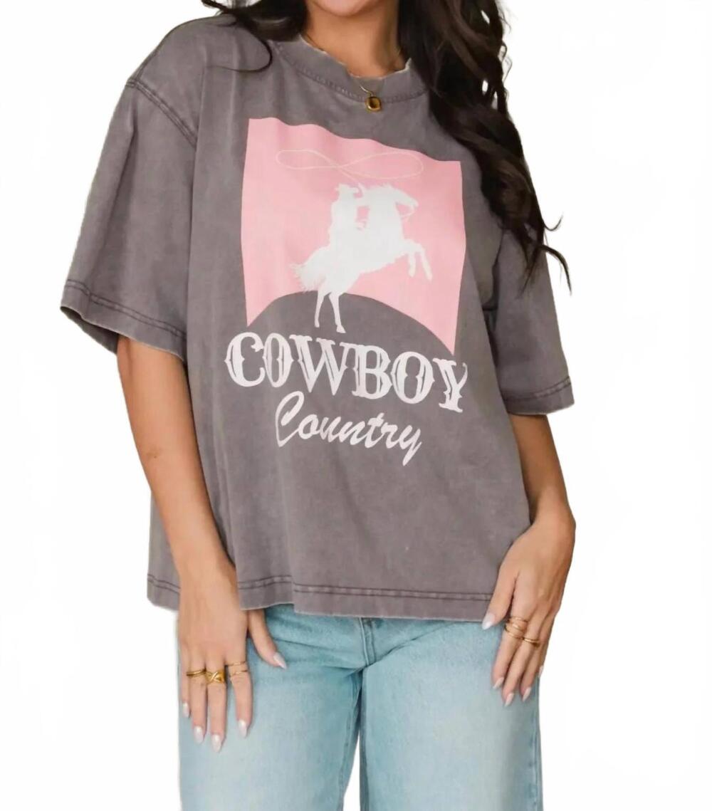NEW PANACHE APPAREL cowboy country short sleeve tee in grey
